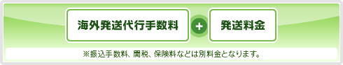 海外発送代行手数料＋発送料金　※振込手数料、関税、保険料などは別料金となります。